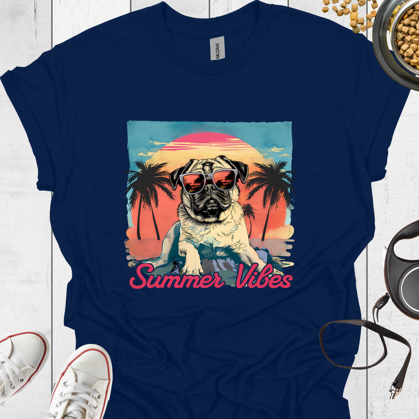 Retro Dog Summer Vibes T-Shirt - Hundeliebe Mode