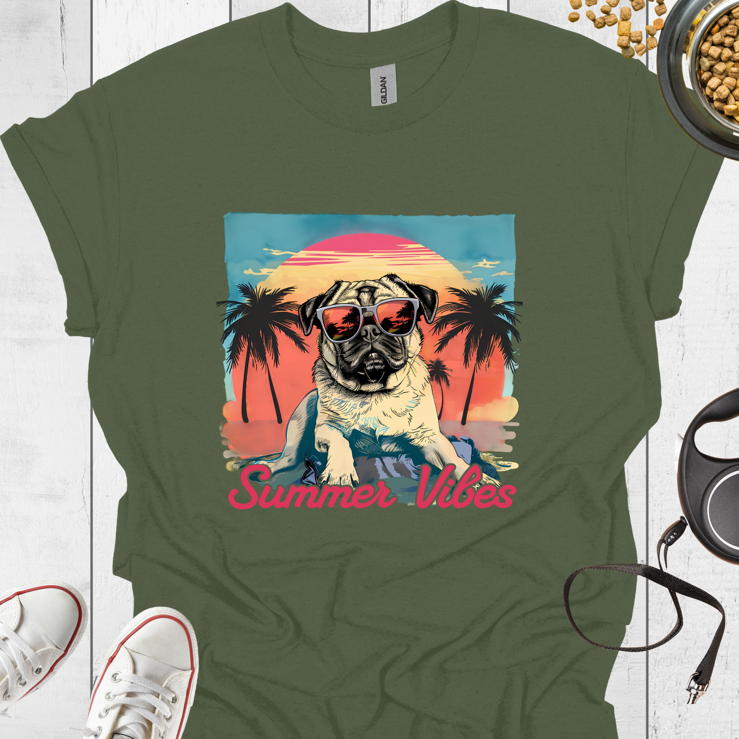 Retro Dog Summer Vibes T-Shirt - Hundeliebe Mode