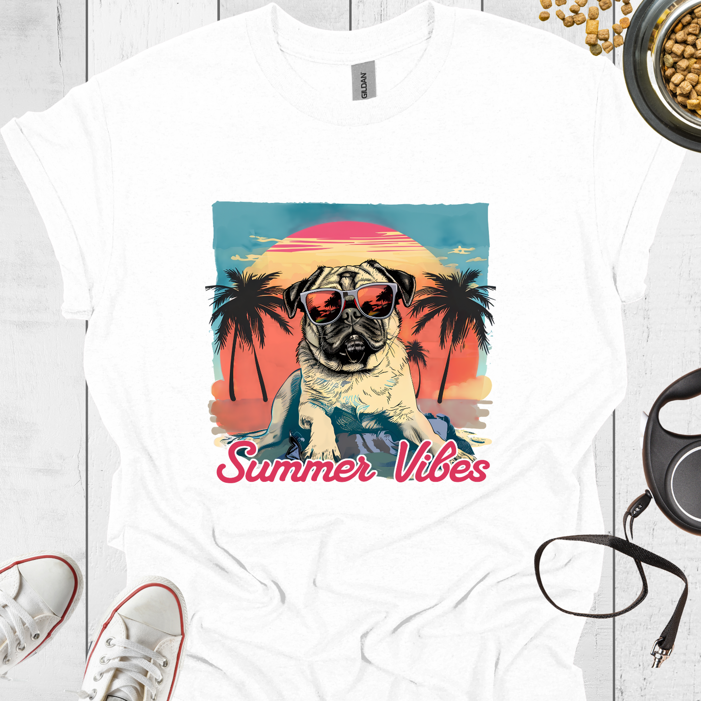 Retro Dog Summer Vibes T-Shirt - Hundeliebe Mode