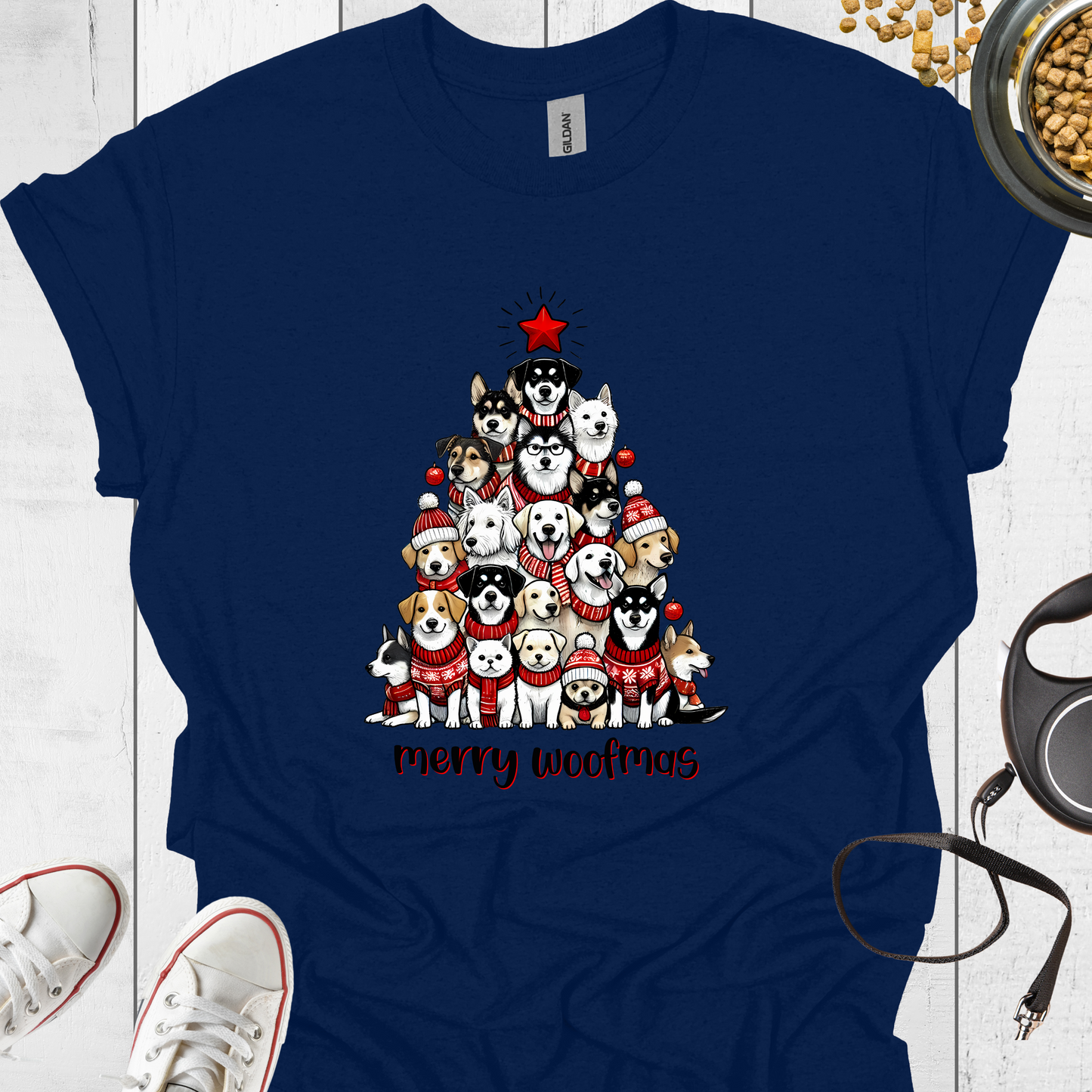 Merry Woofmas Weihnachts T-Shirt Hund - Hundeliebe Mode