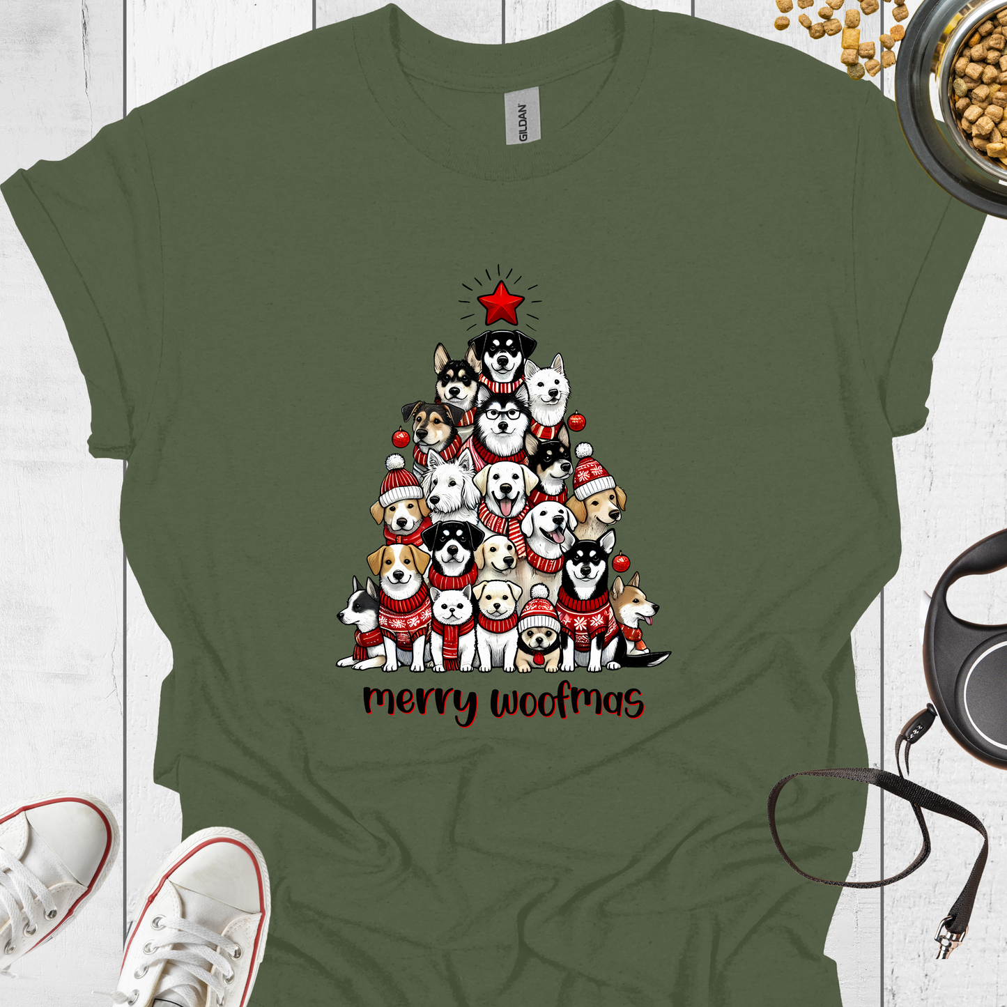 Merry Woofmas Weihnachts T-Shirt Hund - Hundeliebe Mode