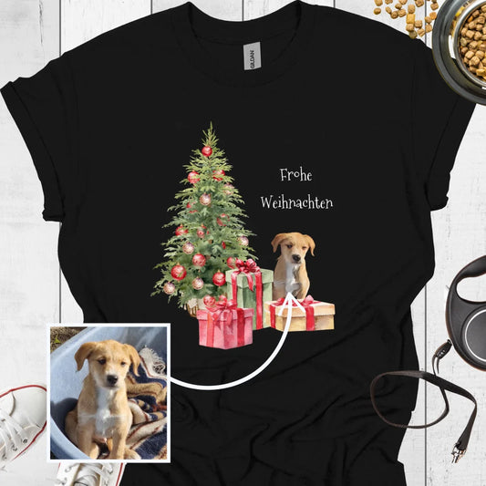 Frohe Weihnachten T-Shirt Personalisiert mit Hund - Hundeliebe Mode